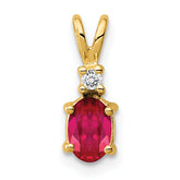 14K 6x4mm Oval Ruby AA Diamond pendant